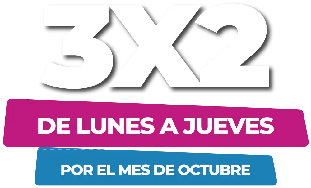 3 x 2 de lunes a jueves por octubre